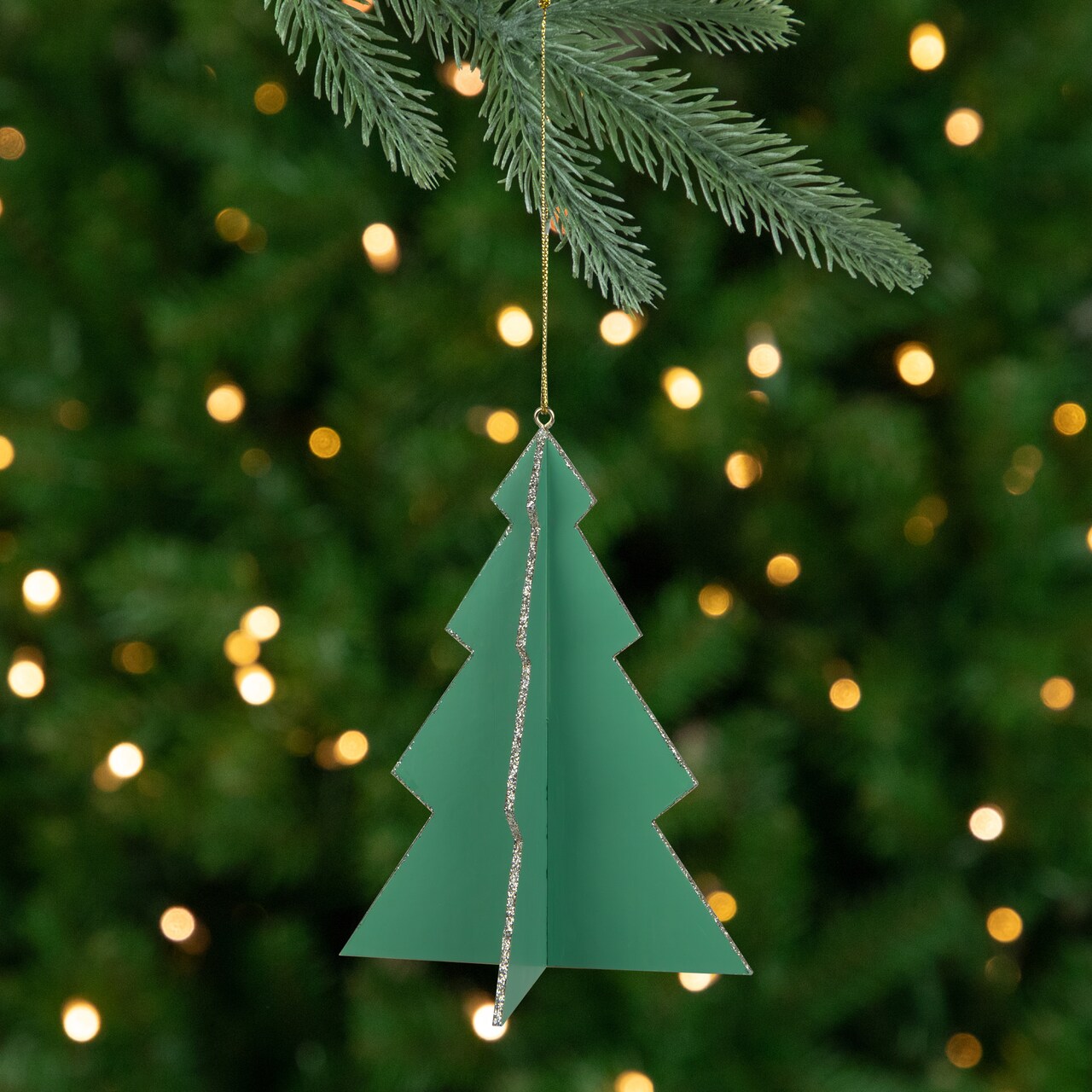 Northlight 3D Glittered Tree Christmas Ornament - 5.25" - Green